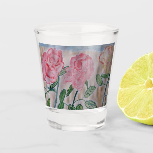 Abstrakte Rose im Sommer Schnapsglas (Vorderseite)