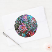 Abstrakte Rose in Rot und Türkis - Aufkleber (Umschlag)