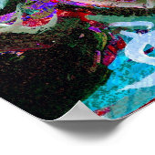 Abstrakte Rose in Rot und Türkis - Druck Poster (Ecke)