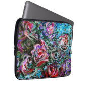 Abstrakte Rose in Rot und Turqoie Laptopschutzhülle (Vorne Rechts)
