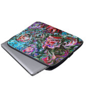 Abstrakte Rose in Rot und Turqoie Laptopschutzhülle (Vorne Knopf)