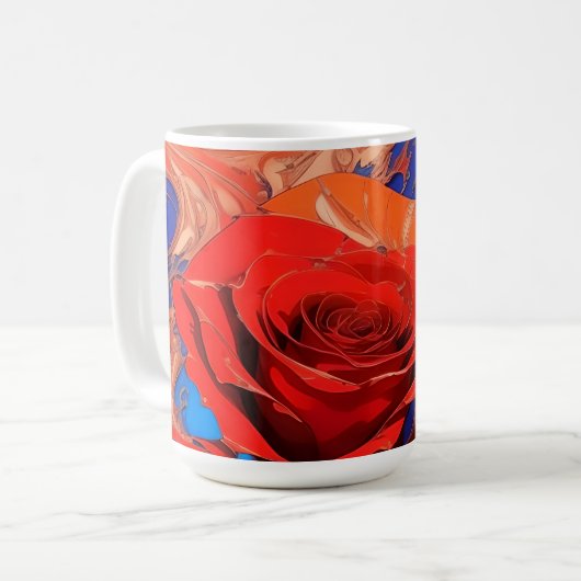 Abstrakte Rose Kaffeetasse (Vorderseite Links)