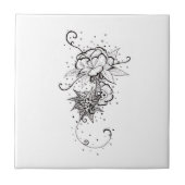 Abstrakte Rose Lineart Keramik-Fliese Fliese (Vorderseite)