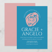 Abstrakte Rose Pink Blue Wedding Einladung (Vorne/Hinten)