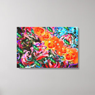 Abstrakte Rose Psychedelische Kunst in Orange & Tu Leinwanddruck