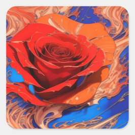 Abstrakte Rose Quadratischer Aufkleber