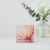 Abstrakte Rose Rosa Farbe Gold Quadratische Visitenkarte (Stehend Vorderseite)