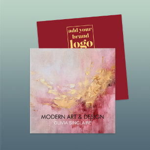 Abstrakte Rose Rosa Farbe Gold Quadratische Visitenkarte