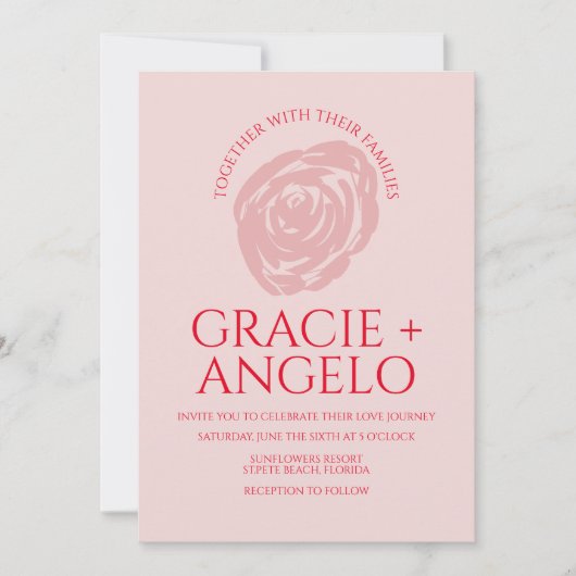 Abstrakte Rose Rosa Hochzeit Einladung (Vorderseite)
