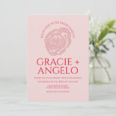 Abstrakte Rose Rosa Hochzeit Einladung (Stehend Vorderseite)