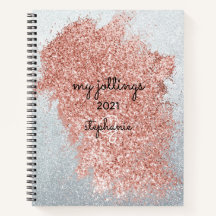 Abstrakte Rose Rosa Splash Silver Glitzer Monogram