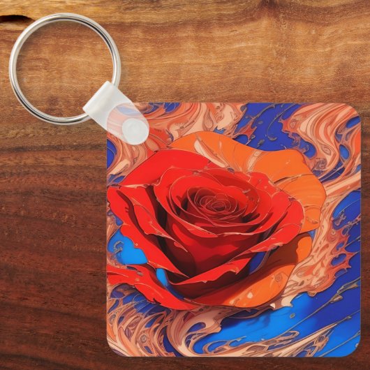 Abstrakte Rose Schlüsselanhänger (Vorderseite)
