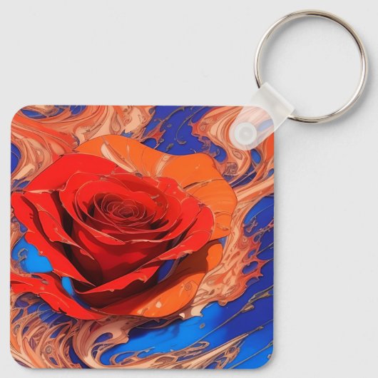 Abstrakte Rose Schlüsselanhänger (Rückseite)