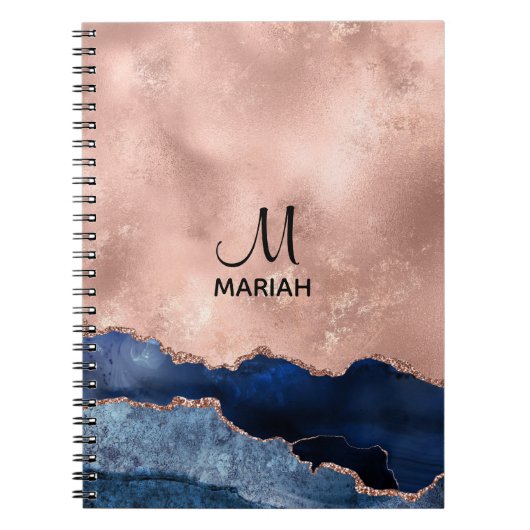 Abstrakte Rose und Navy Blue - Notebook für sie Notizblock (Vorderseite)