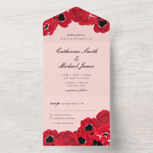 Abstrakte Rose und Pflaumen All In One Einladung