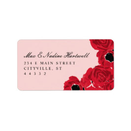 Abstrakte Rose und Poppies Neuvermählte Rücksendea Adressaufkleber