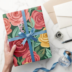 Abstrakte Rosen Garten Schmetterlinge Geschenkpapi Geschenkpapier