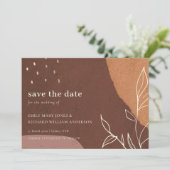 Abstrakte Rost Orange Leaf Fauna Save the Date Kar Dankeskarte (Stehend Vorderseite)