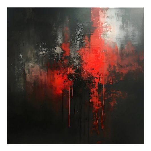 Abstrakte Rot-Schwarz-Kunst Fotodruck (Vorne)