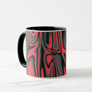 Abstrakte Rot-, Schwarz- und Dunkelgrüne Drehkunst Tasse