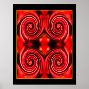 Abstrakte Rot- und Gelbfarben der Wirbel Poster