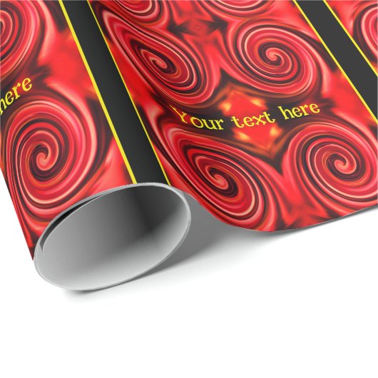 Abstrakte Rot- und Gelbtöne Wirbel Personalisiert Geschenkpapier (Rolleneckpunkt)