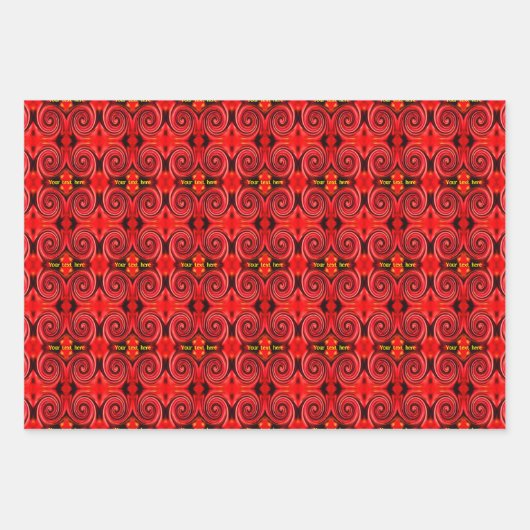 Abstrakte Rot- und Gelbtöne Wirbel Personalisiert Geschenkpapier Set (Vorderseite 2)