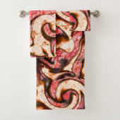 Abstrakte Rot- und Korallenflecken im holzigen Sti Badhandtuch Set (Insitu)