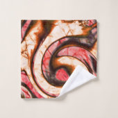 Abstrakte Rot- und Korallenflecken im holzigen Sti Badhandtuch Set (Waschlappen)