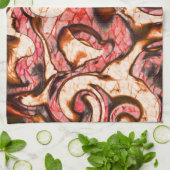 Abstrakte Rot- und Korallenflecken im holzigen Sti Geschirrtuch (Gefaltet)