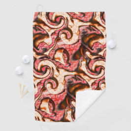 Abstrakte Rot- und Korallenflecken im holzigen Sti Golfhandtuch