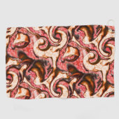 Abstrakte Rot- und Korallenflecken im holzigen Sti Golfhandtuch (Horizontal)