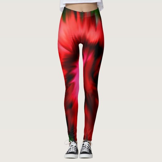 Abstrakte Rot- und Rosatöne Leggings (Vorderseite)