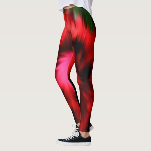 Abstrakte Rot- und Rosatöne Leggings (Links)