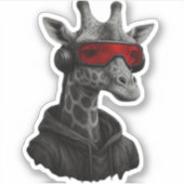 Abstrakte Rot- und Schwarzgiraffe Klassischer T -  Aufkleber (Vorderseite)