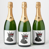 Abstrakte Rot- und Schwarzgiraffe Klassischer T -  Schaumweinetikett (Flaschen)