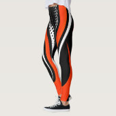 Abstrakte Rot-Weiß- und Schwarzkurve Leggings (Links)