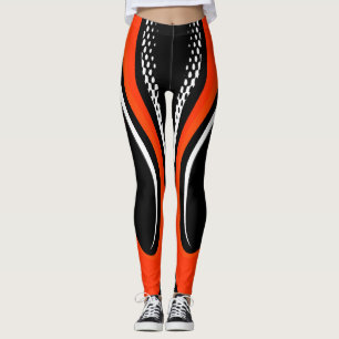 Abstrakte Rot-Weiß- und Schwarzkurve Leggings