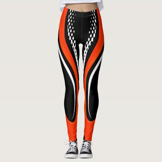 Abstrakte Rot-Weiß- und Schwarzkurve Leggings (Vorderseite)