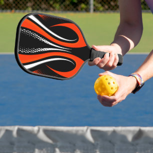 Abstrakte Rot-Weiß- und Schwarzkurve Pickleball Schläger