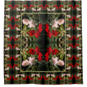 Abstrakte rot-weiße Rose Duschvorhang (Vorderseite)