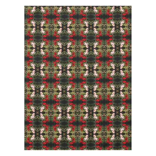 Abstrakte rot-weiße Rose Tischdecke (Vorderseite)