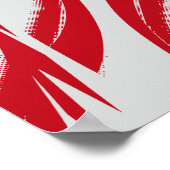 Abstrakte, rote, abgerundete Linien auf hellgrauem Poster (Ecke)