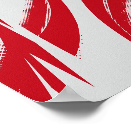 Abstrakte, rote, abgerundete Linien auf hellgrauem Poster (Ecke)