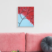 Abstrakte rote Baumblätter auf Blau Leinwanddruck (Insitu (Wohnzimmer))