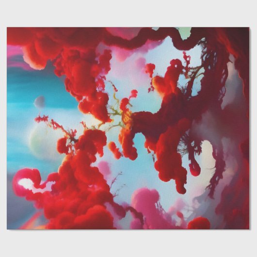 Abstrakte rote Bäume Geschenkpapier (Flach)