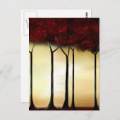 Abstrakte Rote Bäume Postkarte (Vorne/Hinten)