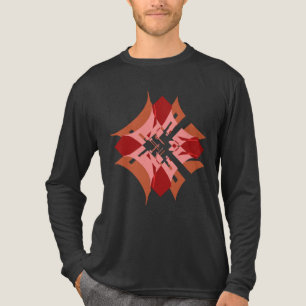Abstrakte rote, beige, rosa Diamant Blumen Pop Art Tri-Blend Shirt
