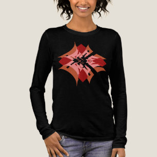 Abstrakte rote, beige, rosa Diamant Blumen Pop-Art Tri-Blend Shirt