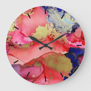 Abstrakte rote blaue Acrylwand Große Wanduhr